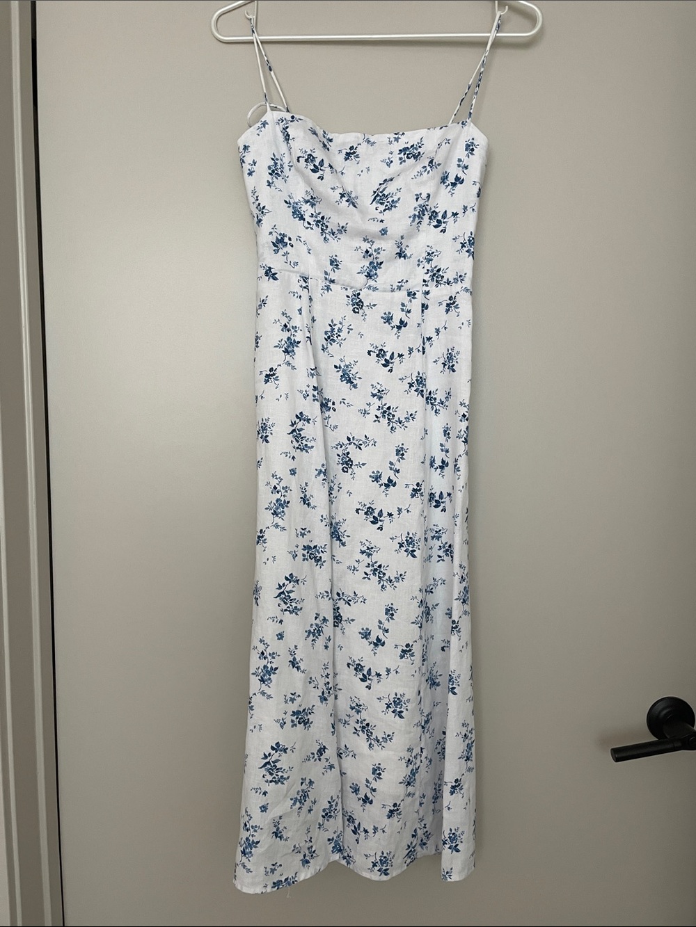 Reformation Christen Linen Blue Floral Dress 0